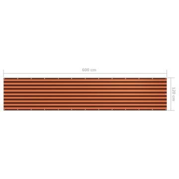 Balcony Screen Orange & Brown 120x600 cm - Waterproof Shade