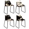 Dining Chair 4 pcs Genuine Goat Leather Colour black and white Quantity in Package 4 