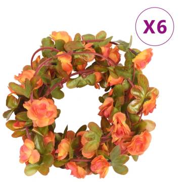 Artificial Flower Garlands 6 pcs Orange 250 cm - HipoMarket