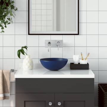 Ceramic Dark Blue Round Bathroom Sink | HipoMarket