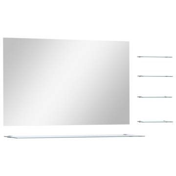 Elegant 100x60 cm Silver Wall Mirror with 5 Shelves