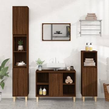 Sink Cabinet Brown Oak 80x33x60 cm - Stylish Bathroom Storage