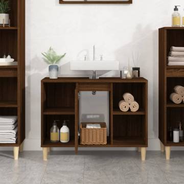 Sink Cabinet Brown Oak 80x33x60 cm - Stylish Bathroom Storage