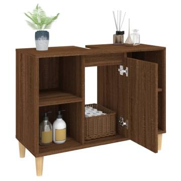 Sink Cabinet Brown Oak 80x33x60 cm - Stylish Bathroom Storage