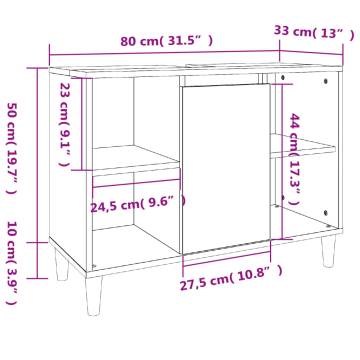 Sink Cabinet Brown Oak 80x33x60 cm - Stylish Bathroom Storage