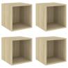 Sonoma Oak Wall Cabinets - 4 pcs | Stylish Indoor Storage