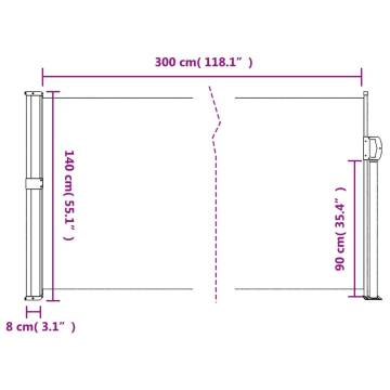 Retractable Side Awning Black 140x300 cm - Stylish Privacy Solution