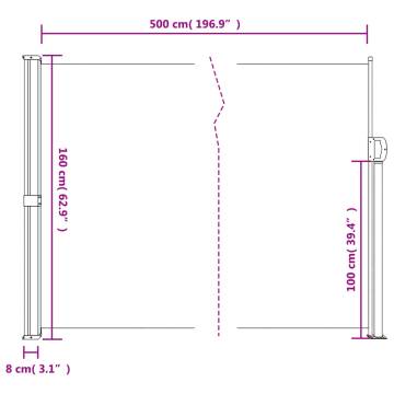 Retractable Side Awning Brown 160x500 cm - Instant Privacy