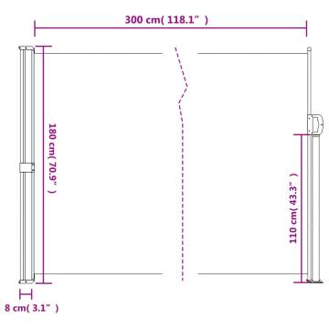 Retractable Side Awning Black 180x300 cm - Instant Privacy