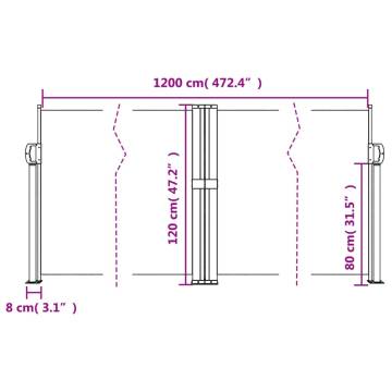 Retractable Side Awning Blue 120x1200 cm - Privacy Screen