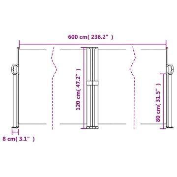 Retractable Side Awning Brown 120x600 cm - Outdoor Privacy Screen