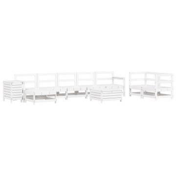 10 Piece Garden Sofa Set - White Solid Wood Pine