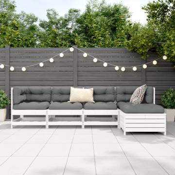 5 Piece Garden Sofa Set - Solid Wood Pine | Hipomarket UK