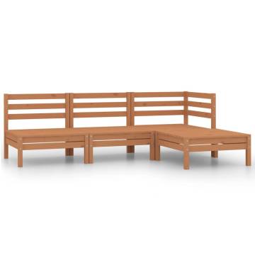 4 Piece Garden Lounge Set | Solid Pinewood Honey Brown