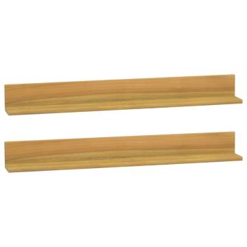 Solid Wood Teak Wall Shelves - 2 pcs 90x10x10 cm