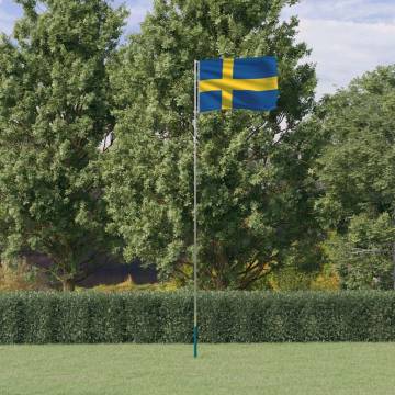 Sweden Flag and Pole 5.55m Aluminium - Durable & Adjustable