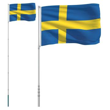 Sweden Flag and Pole 5.55m Aluminium - Durable & Adjustable