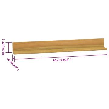 Solid Wood Teak Wall Shelves - 2 pcs 90x10x10 cm