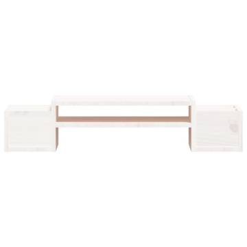 Monitor Stand White - Solid Pine Wood | Hipomarket UK