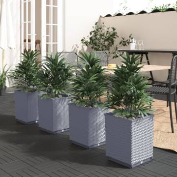 Durable Dark Grey Planters - 4 pcs 30x30x37 cm | HipoMarket