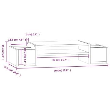 Monitor Stand White - Solid Pine Wood | Hipomarket UK