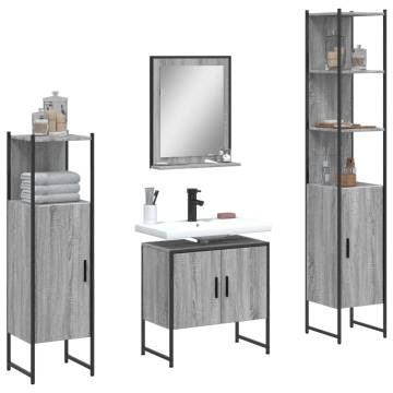 4 Piece Grey Sonoma Bathroom Cabinet Set - Stylish Storage