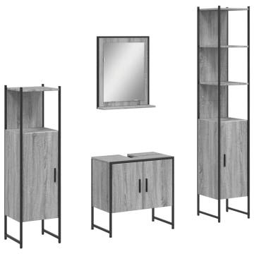 4 Piece Grey Sonoma Bathroom Cabinet Set - Stylish Storage