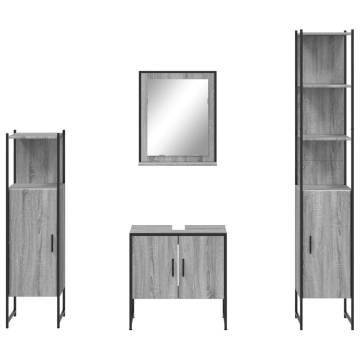 4 Piece Grey Sonoma Bathroom Cabinet Set - Stylish Storage