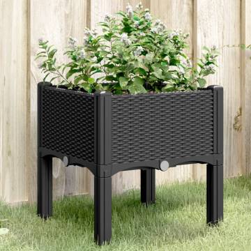 Garden Planter with Legs Black 40x40x42 cm - Durable & Elegant