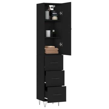 Highboard Black 34.5x34x180 cm - Stylish Engineered Wood Storage