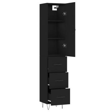 Highboard Black 34.5x34x180 cm - Stylish Engineered Wood Storage