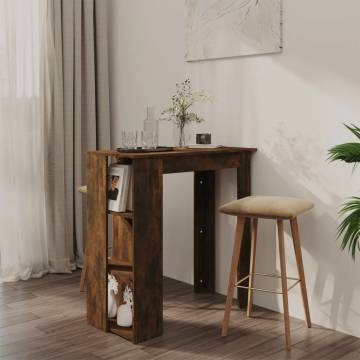 Bar Table with Shelf - Smoked Oak | Stylish & Space-Saving