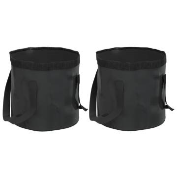 Folding Buckets 2 pcs Black 30 L PVC | Space-Saving Solution