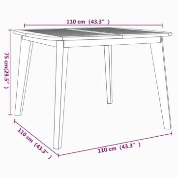 Solid Wood Acacia Garden Table - 110x110 cm | HipoMarket