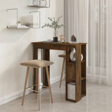 Bar Table with Shelf - Smoked Oak | Stylish & Space-Saving