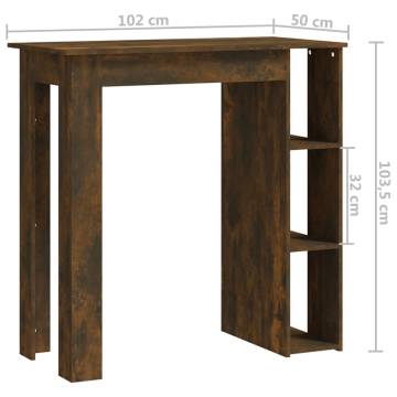 Bar Table with Shelf - Smoked Oak | Stylish & Space-Saving