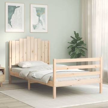 Solid Wood Bed Frame with Headboard 100x200 cm - Stylish & Durable