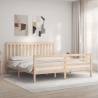 Bed Frame with Headboard Super King Size Solid Wood Colour natural Size 180 x 200 cm 