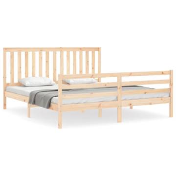 Super King Size Bed Frame with Headboard - Solid Wood Design