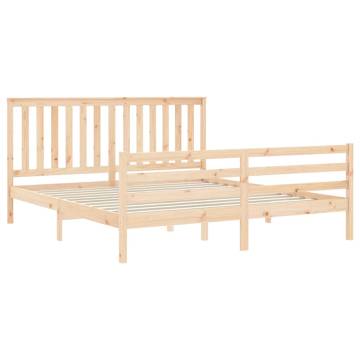 Super King Size Bed Frame with Headboard - Solid Wood Design