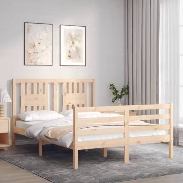 Double Solid Wood Bed Frame with Headboard - Durable & Stylish