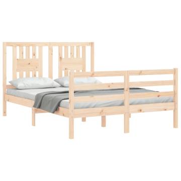 Double Solid Wood Bed Frame with Headboard - Durable & Stylish