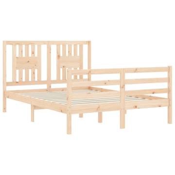 Double Solid Wood Bed Frame with Headboard - Durable & Stylish