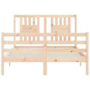 Double Solid Wood Bed Frame with Headboard - Durable & Stylish