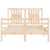 Double Solid Wood Bed Frame with Headboard - Durable & Stylish