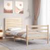 Solid Wood Small Single Bed Frame with Headboard - Hipomarket