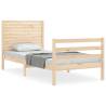 Solid Wood Small Single Bed Frame with Headboard - Hipomarket