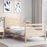 Solid Wood Small Single Bed Frame with Headboard - Hipomarket