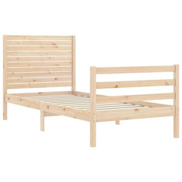 Solid Wood Small Single Bed Frame with Headboard - Hipomarket