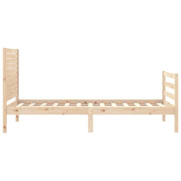 Solid Wood Small Single Bed Frame with Headboard - Hipomarket